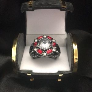 Mens Garnet Red Stones w/ White Sapphire color solitaire